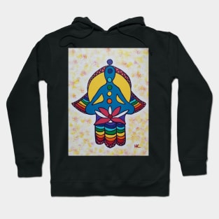 Chakra and Lotus Hamsa by Harriette Knight Hoodie